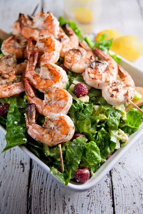 Grilled-Shrimp-Salad-with-Raspberries-and-Avocado
