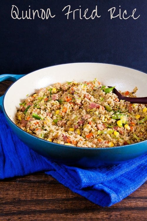 Quinoa Fried Rice is an easy and healthy weeknight meal. Make it with leftover holiday ham!