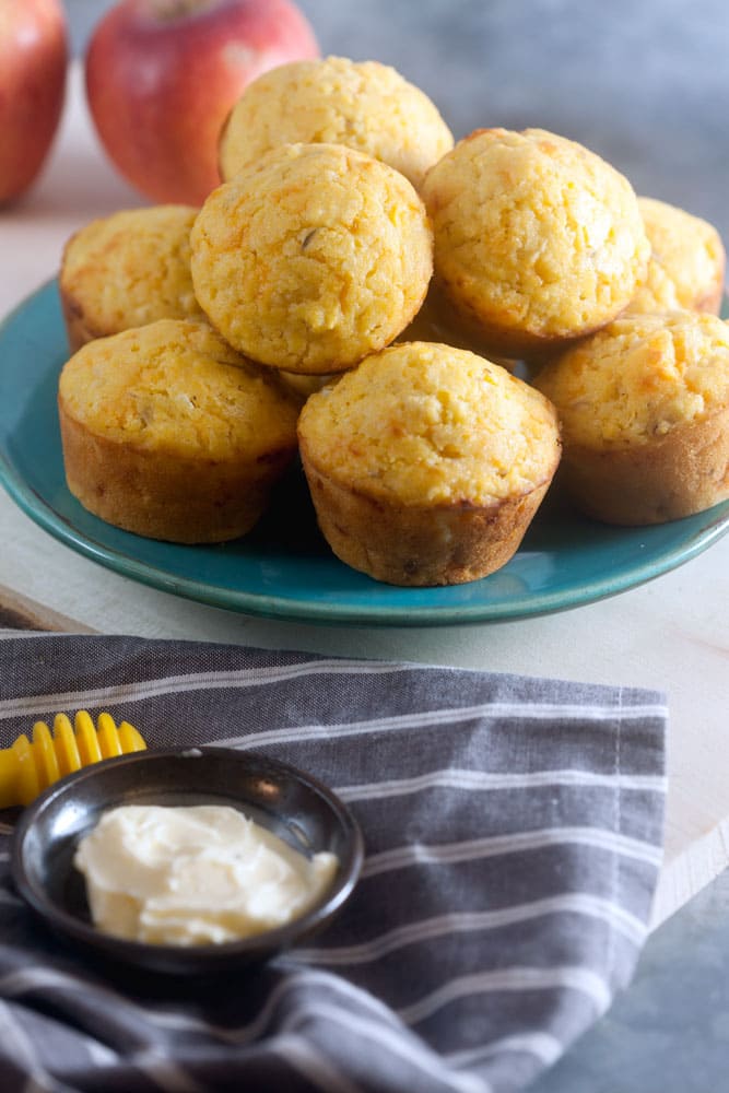 Apple Cheddar Corn Muffins with Honey Butter | Healthy. Delicious.