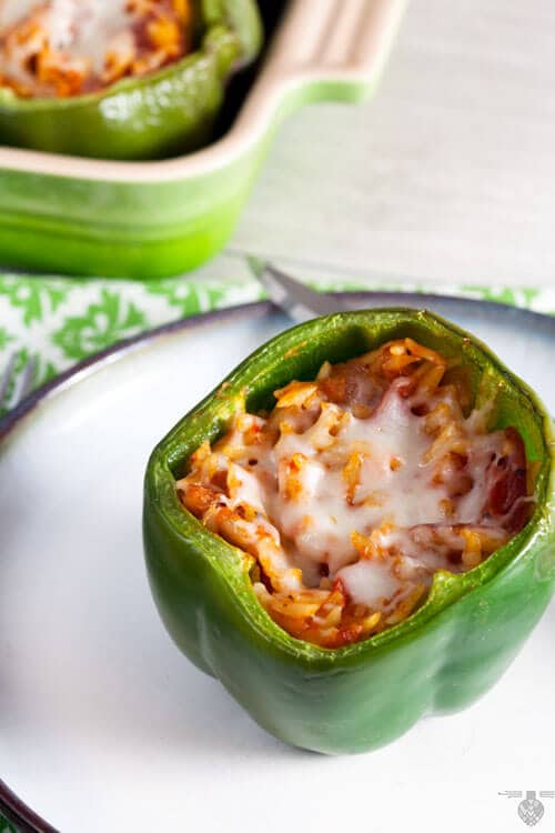 Healthy Pizza Stuffed Peppers. We love this recipe!