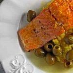 Roast Steelhead with Citrus & Olives over Saffron Risotto 1