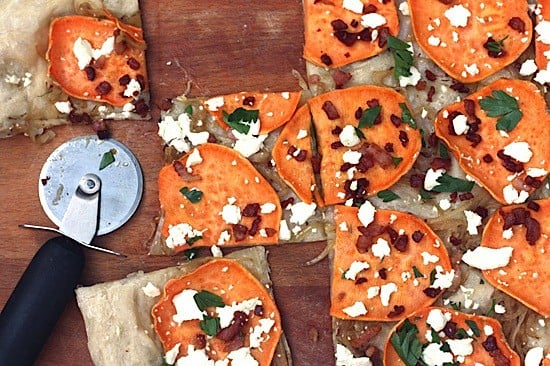 Sweet Potato Flatbread with Goat Cheese and Pancetta 1