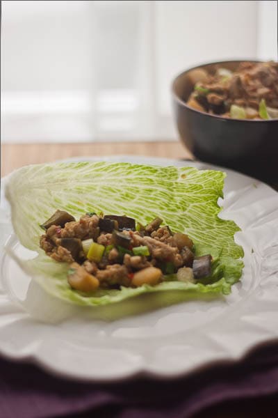 Ground Chicken and Eggplant Lettuce Wraps 4