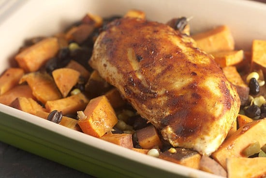 Roast Honey-Chipotle Chicken with Sweet Potatoes & Black Beans... for One 2