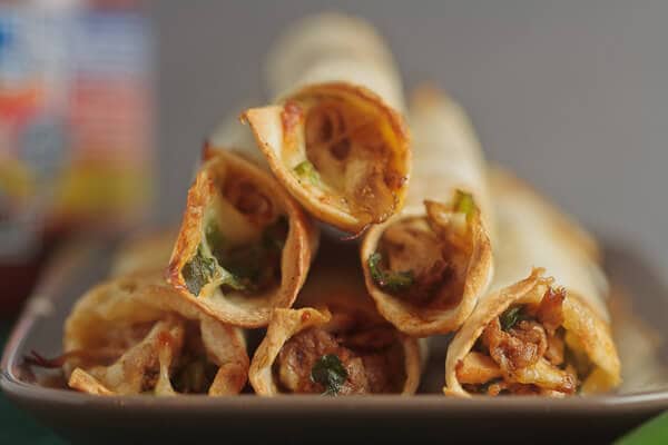 Baked Chicken and Spinach Flautas (Taquitos)