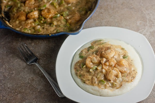 Shrimp + Grits with Creole Cream Sauce 1