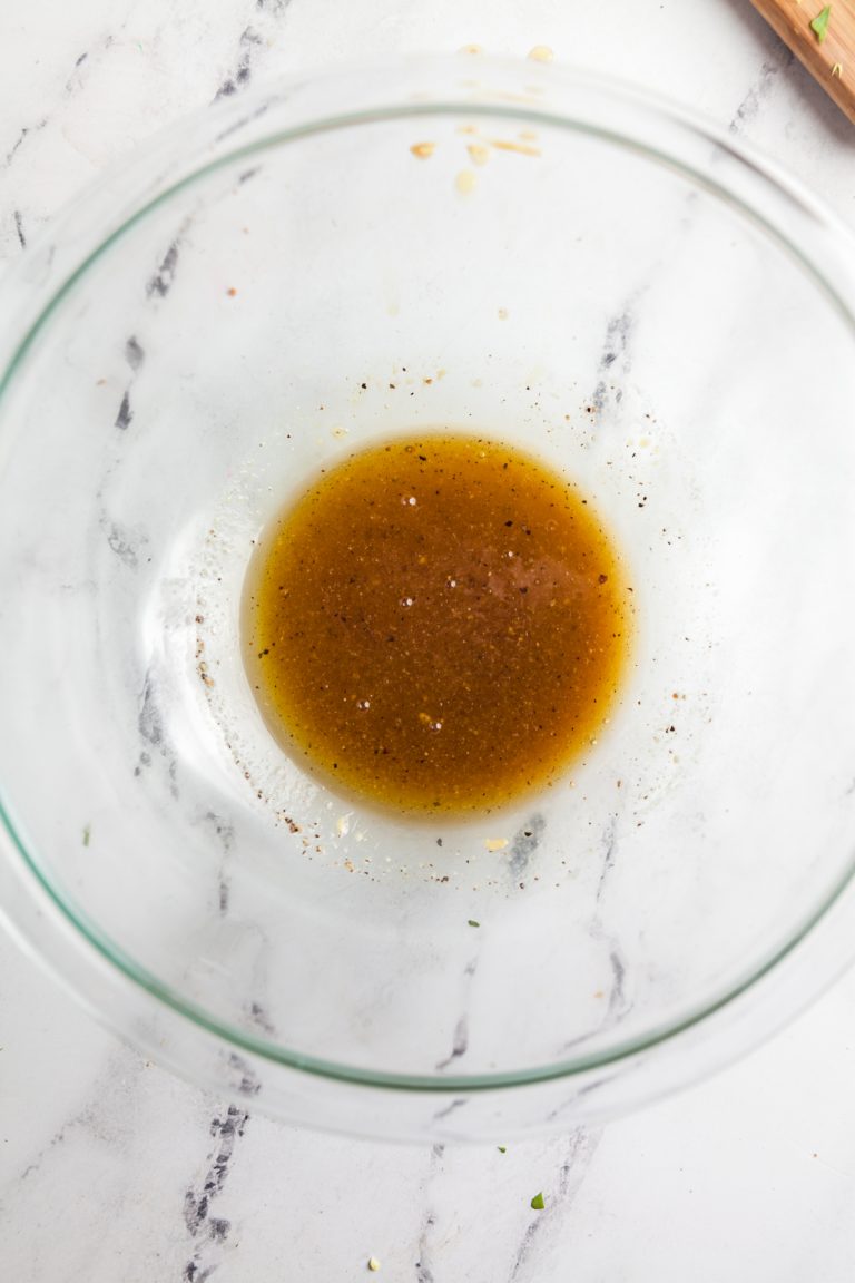 Delicious maple vinaigrette ready for the remaining ingredients to be added. 