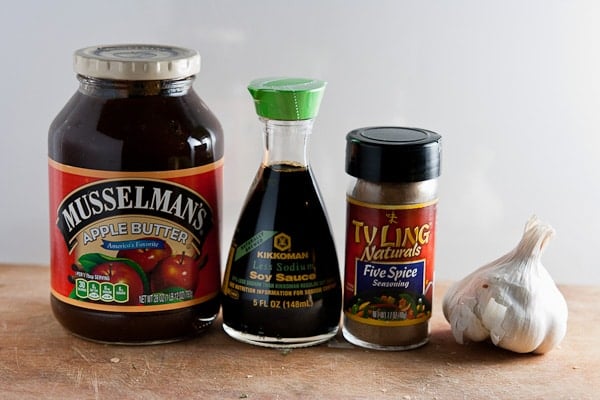 ingredients for making an Asian-inspired apple butter barbecue suace