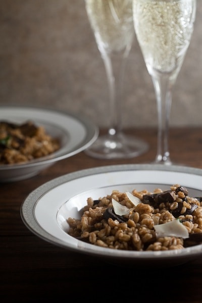 farro risotto with roast mushrooms from healthy-delicious.com
