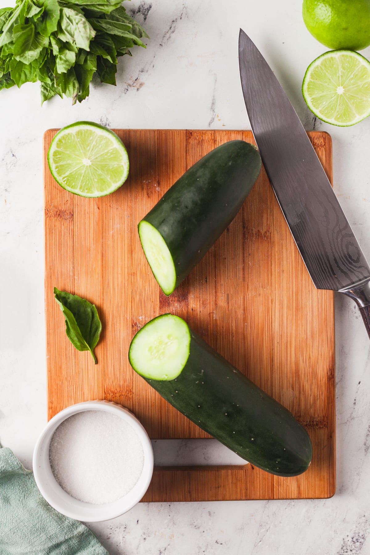 Ingredients for making a cucumber spritz. 