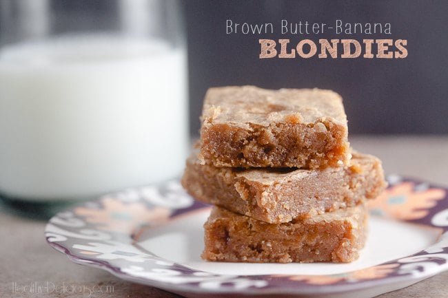 Brown Butter-Banana Blondies from Healthy-Delicious.com #Recipe