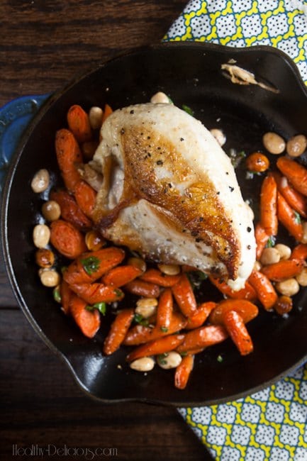 Roast Chicken with Carrots and Almonds