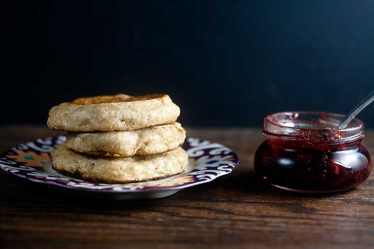 Homemade Crumpets with Strawberry Balsamic Jam | @HealthyDelish