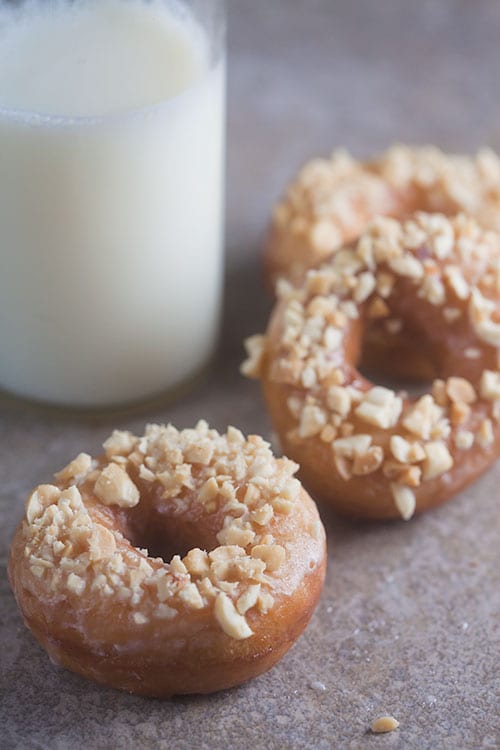 Salted Peanut and Honey Doughnuts | @HealthyDelish