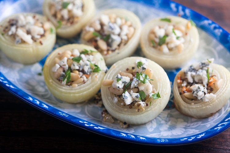 Roast Onions with Quinoa, Gorgonzola, and Pine Nuts | @HealthyDelish
