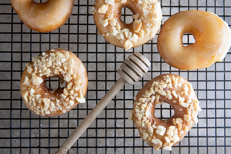 Salted Peanut and Honey Doughnuts | @HealthyDelish