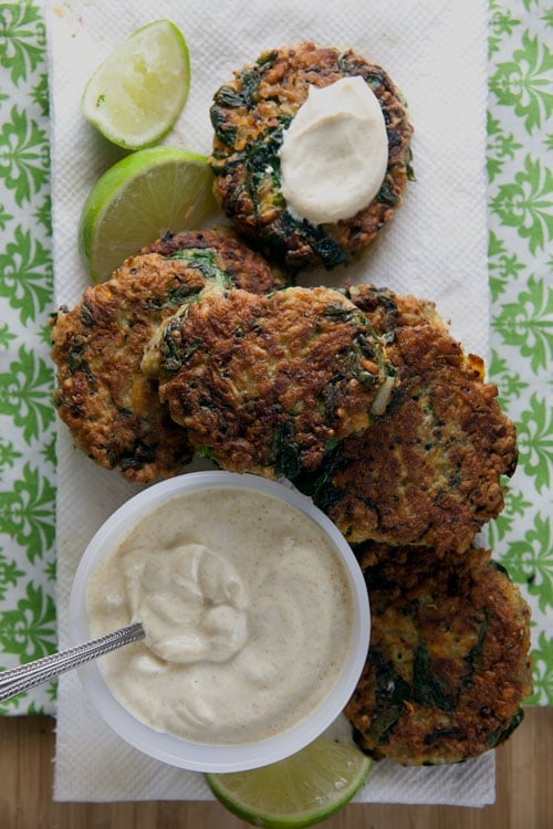Sweet Potato and Quinoa Patties with Curry Dipping Sauce // @HealthyDelish