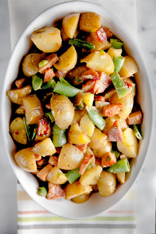 Dijon Potato Salad with Crispy Ham // @HealthyDelish