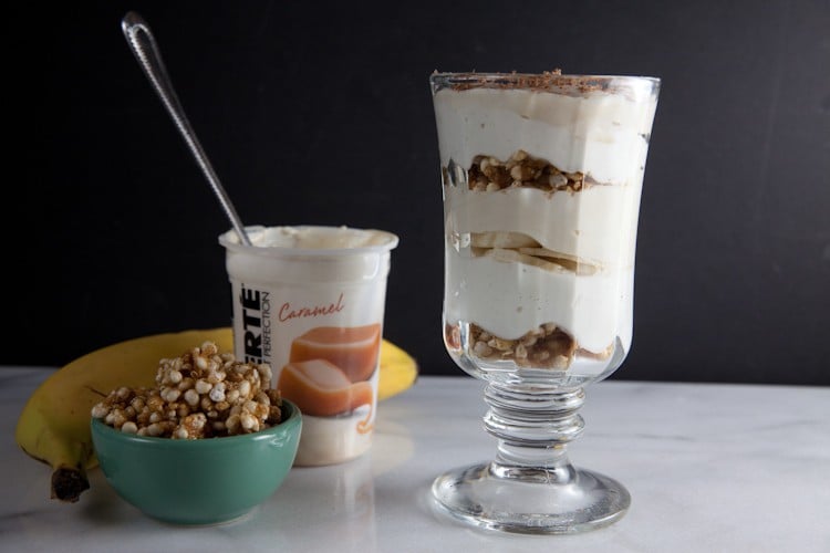 Banoffee Yogurt Parfait with Puffed Millet Clusters 1