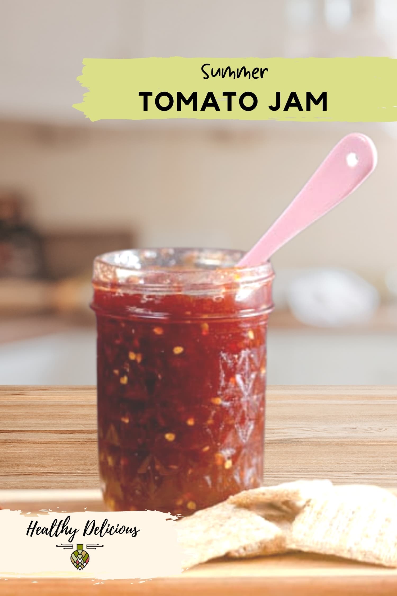 Summer Tomato Jam bottles up the all the delicious flavor of ripe summer tomatoes so you can enjoy it year-round. It's delicious on a cracker with cheese, slathered onto a burger, or by the spoonful! via @HealthyDelish