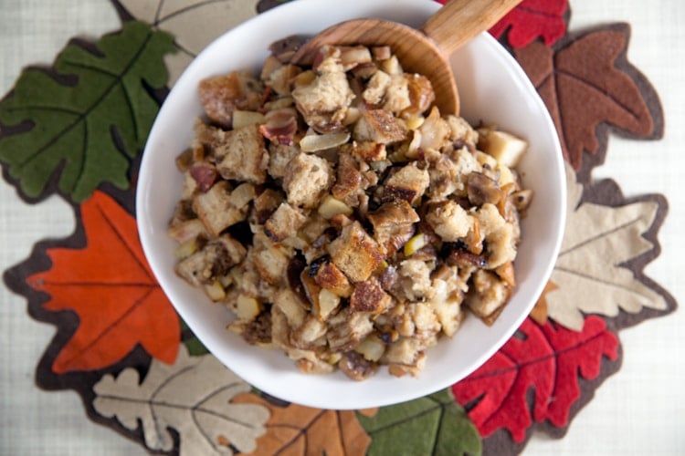 Chestnut and Rye Stuffing with Jones Bacon