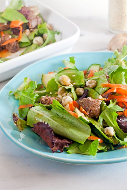 Steak and Wasabi Pea Salad with Hoisin Vinaigrette {Gluten Free}