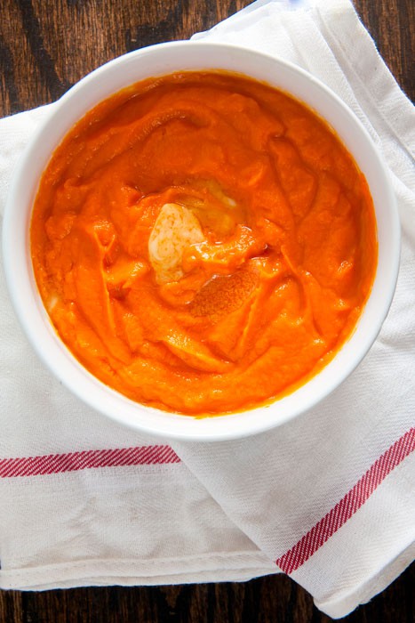Give leftover carrots new life by whipping them and topping them with sriracha butter.