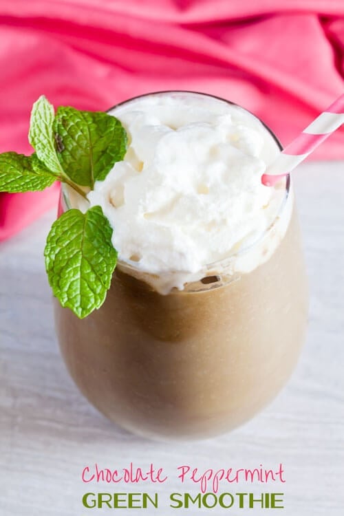 Chocolate Peppermint Green Smoothies are healthy enough for breakfast and tasty enough for dessert! 