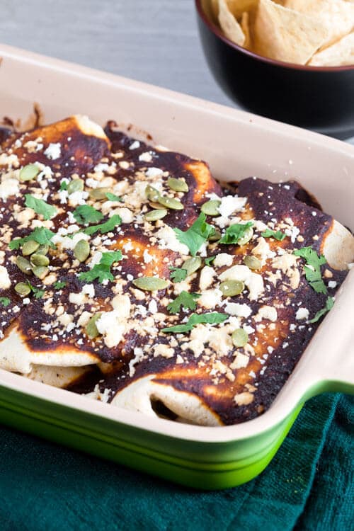 Butternut Squash Enchiladas with Easy Mole Sauce