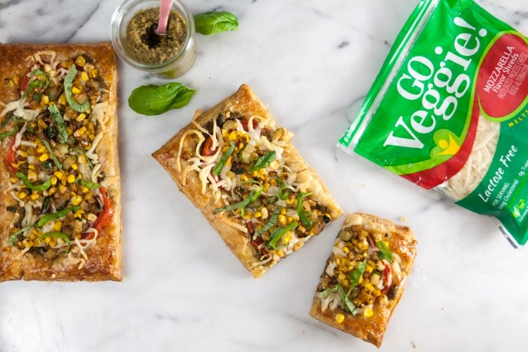 Puff Pastry Pizza with Summer Vegetables + Pesto