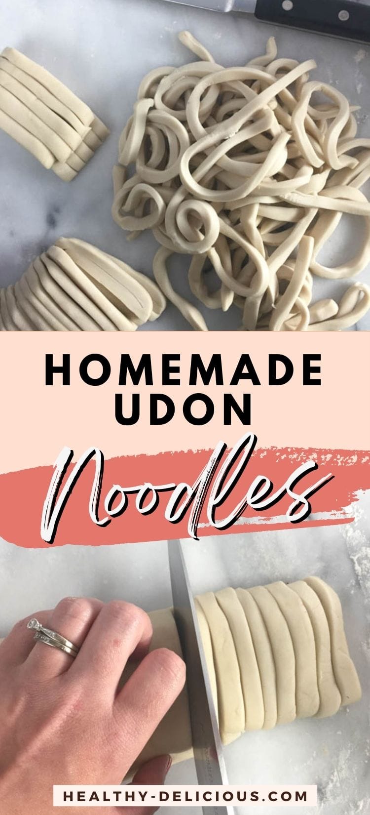 Making your own udon noodles is easier than you might think, and the results are well worth it! These noodles are made with wheat flour and salt, and can be served hot or cold with dipping sauce. They're perfect for a quick and easy meal and give you a taste of Japan right in your own kitchen! via @HealthyDelish