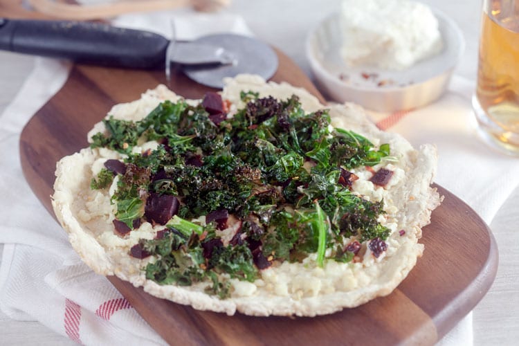 Cripsy Crust Kale and Beet Pizza (Yeast Free)