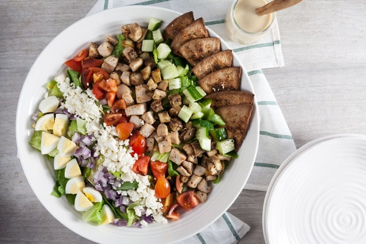 Middle Eastern Cobb Salad with Hummus Vinaigrette