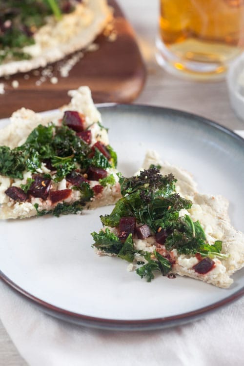 Cripsy Crust Kale and Beet Pizza (Yeast Free)