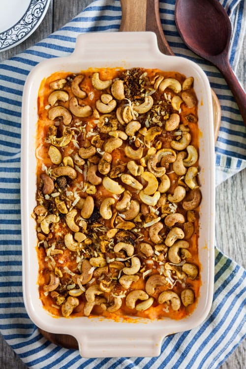 Sweet Potato Casserole with Curried Cashews