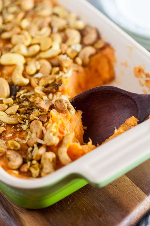 Sweet Potato Casserole with Curried Cashews