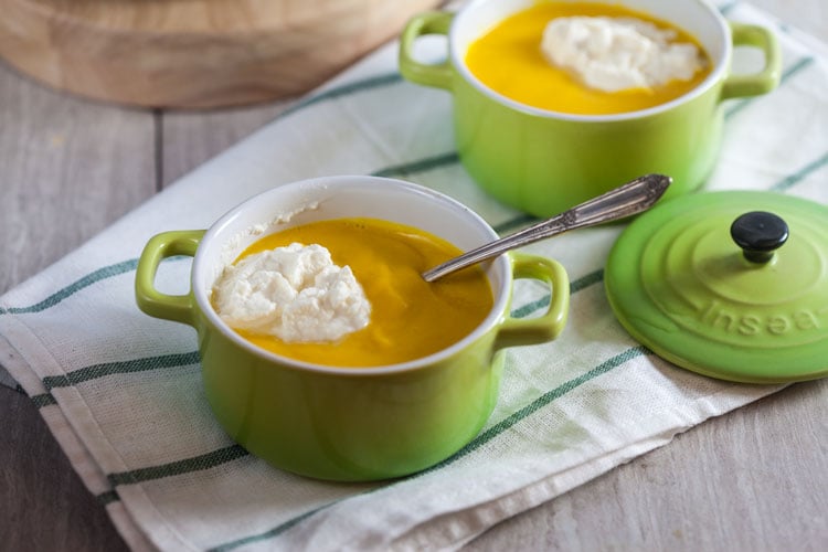 Btternut Squash Bisque with Maple Whipped Cream