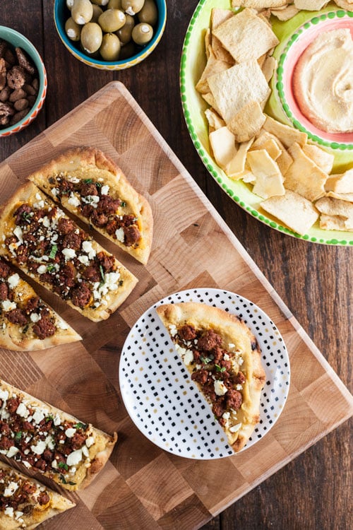 Merguez and Hummus Flatbreads