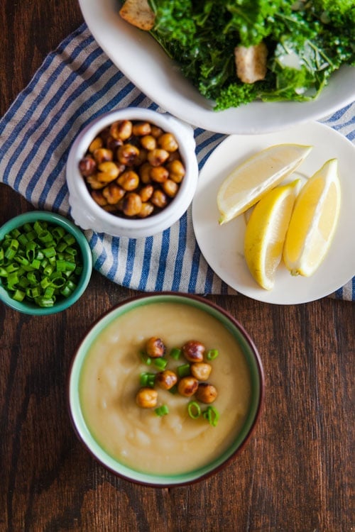 Miso Potato Soup with Crispy Chickpeas