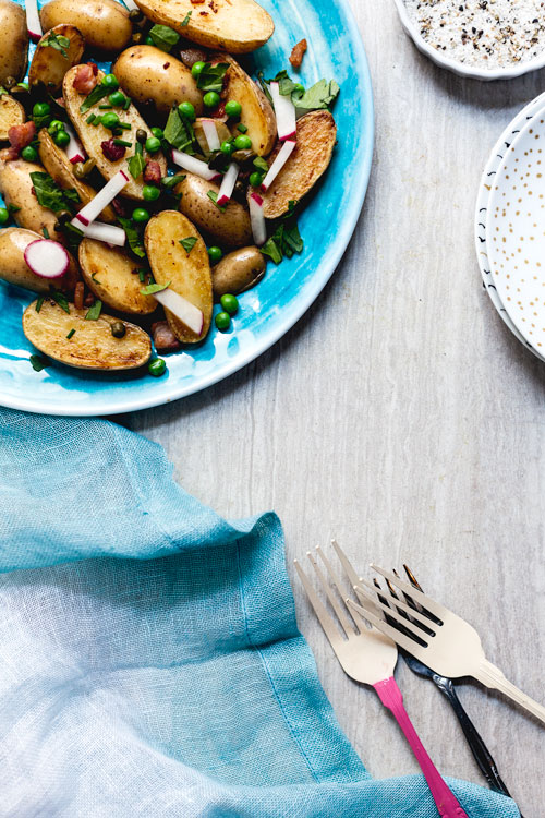 Warm Fingerling Potato Salad with Spring Vegetables and Sherry Vinaigrette