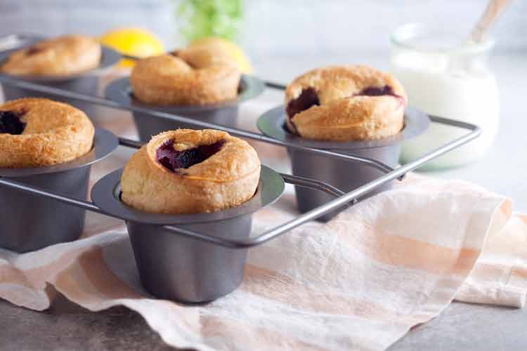Lemon-Berry Popovers with Honeyed Goat Cheese