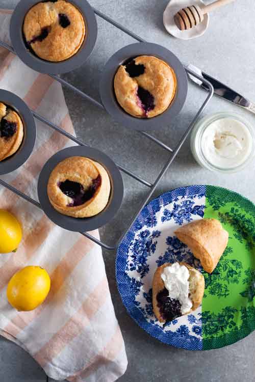Lemon-Berry Popovers with Honeyed Goat Cheese