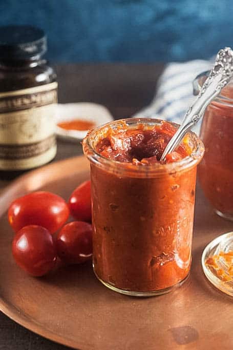 Homemade Smokey Tomato Relish in a Weck Jar