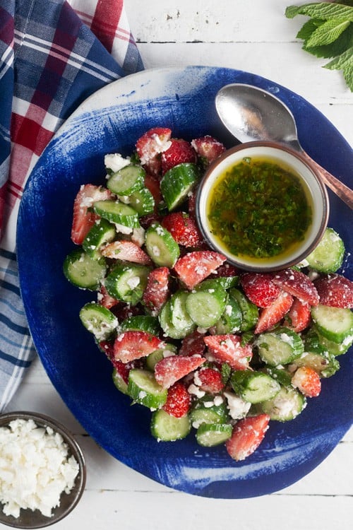 Strawberry Cucumber Salad with Feta and Mint