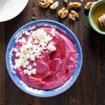 Recipe for Creamy Beet Hummus with Walnuts and Feta