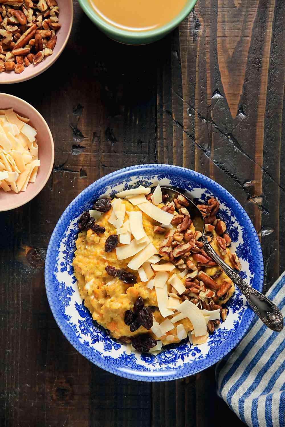 Creamy Carrot Cake Oatmeal with Cream Cheese and Coconut