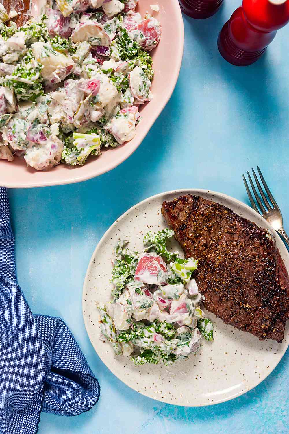 Chimichurri Potato Salad and Steak