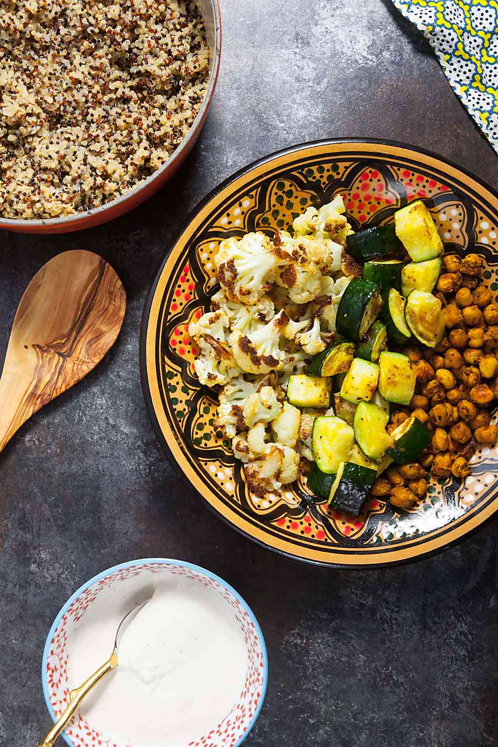 Roast Cauliflower Quinoa Bowls with Crispy Chickpeas and Lemon-Tahini Sauce