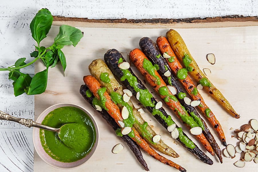Grilled Carrots with Basil Vinaigrette