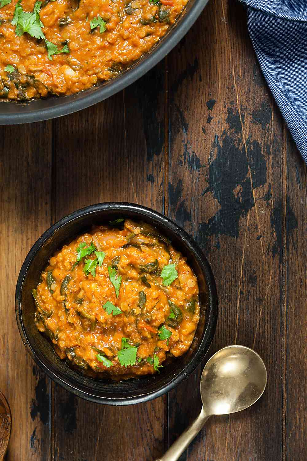 Curried Red Lentil and Spinach Stew 
